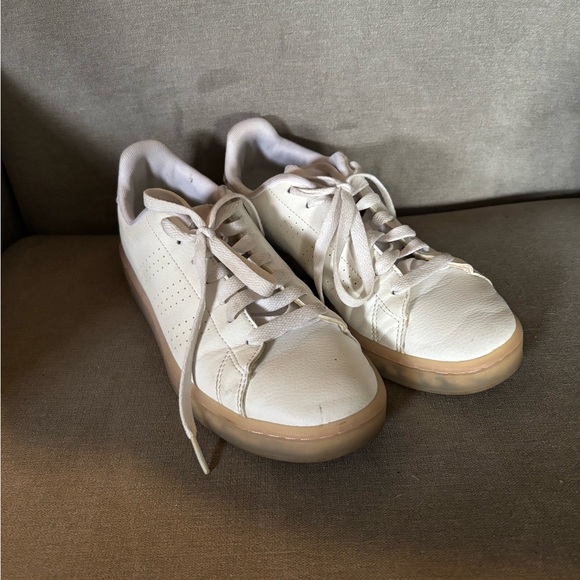adidas White and Tan Women's Sneakers - Picture 1 of 5